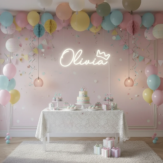 Custom Personalized Crown Neon Sign with Name for Kids Room by Neonchics