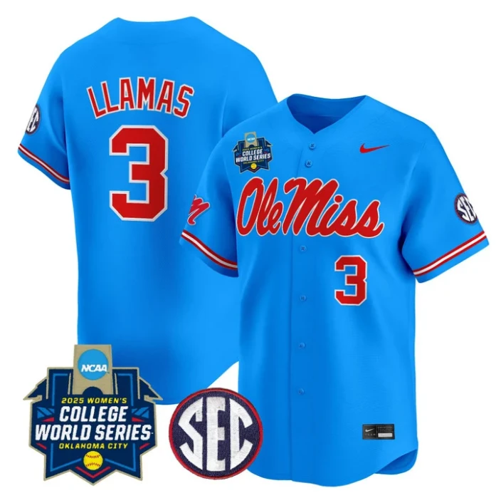 Persy Llamas Jersey #3 Ole Miss Rebels Softball 2025 World Series Blue by My Store