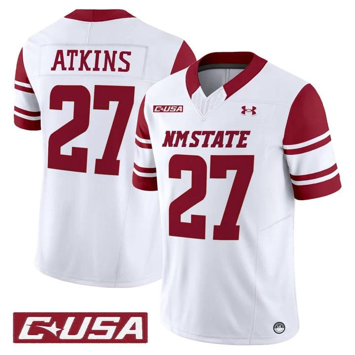 Pervis Atkins Jersey #27 New Mexico State Aggies 2025 Vapor Stitched by My Store NCAA Football Jerseys