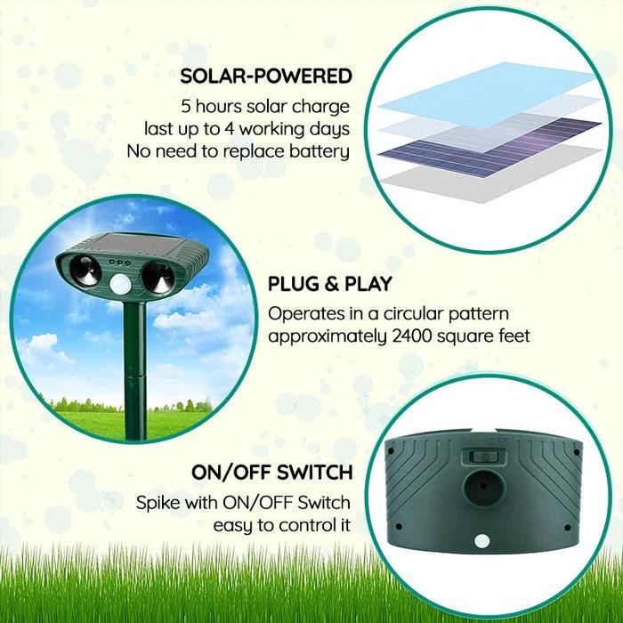 Raccoon Outdoor Ultrasonic Repeller - Solar-powered Ultrasonic Animal and Pest Control - Get rid of raccoons within 48 hours by BowLift