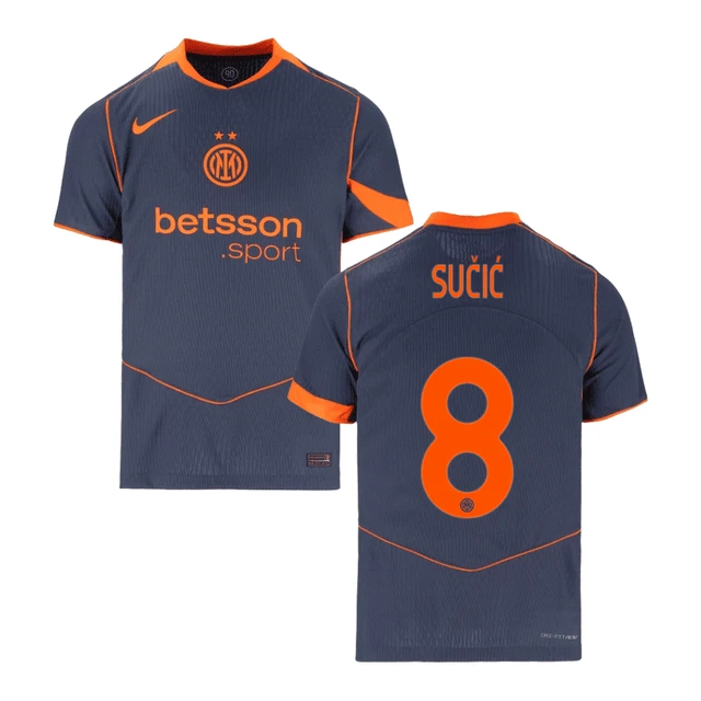 Petar Sučić 8 Inter Milan 2025-26 Third Match Jersey – Gray by Soccer Jersey