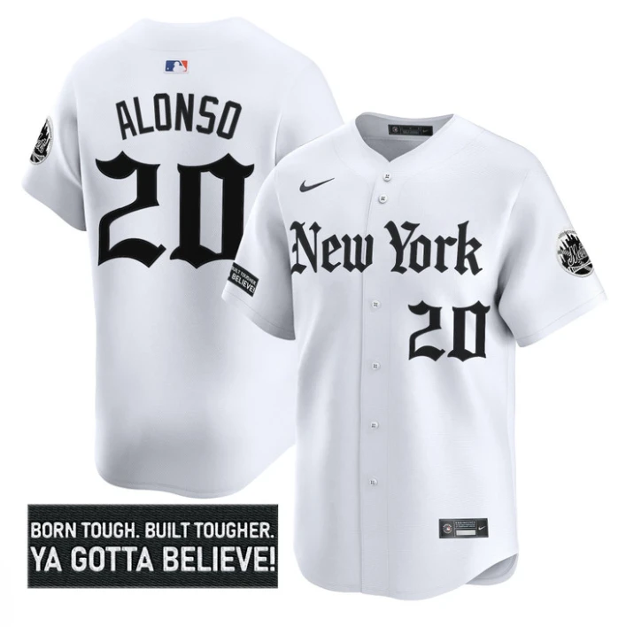 Pete Alonso Jersey #20 New York Mets Gothic Borough Edition Stitched White by My Store