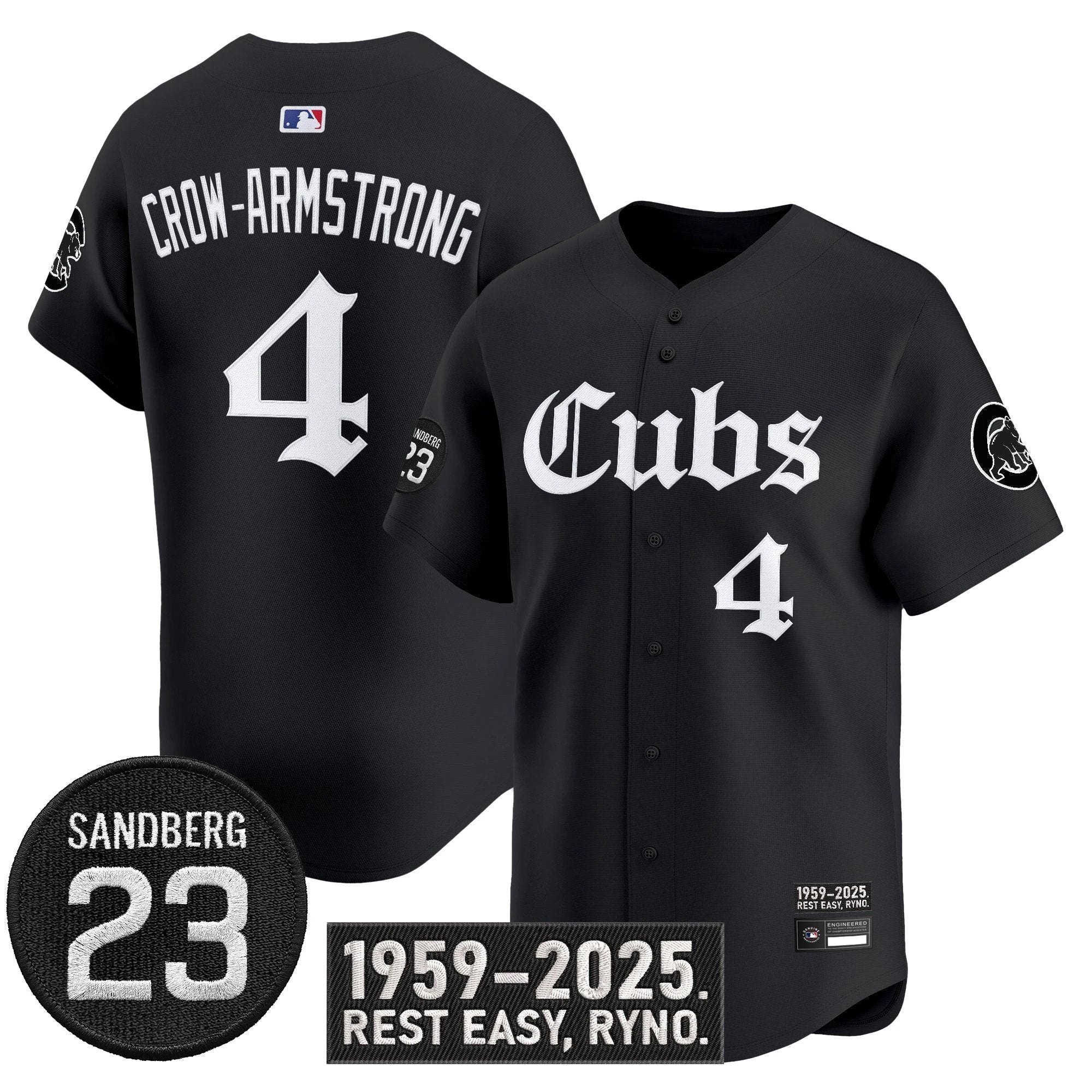 Pete Crow-Armstrong Jersey #4 Chicago Cubs Ryne Sandberg Tribute Stitched Black by My Store