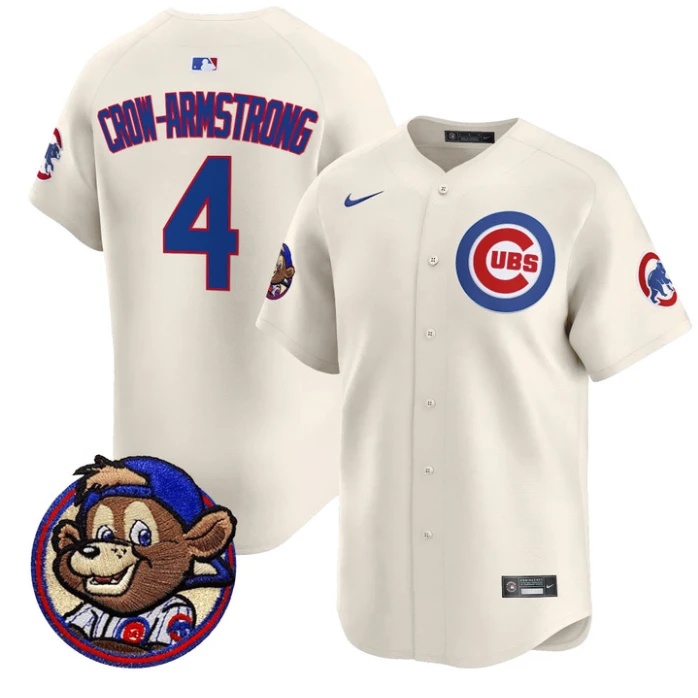 Pete Crow-Armstrong Jersey #24 Chicago Cubs Clark Patch Vapor Premier Limited Stitched Cream by My Store
