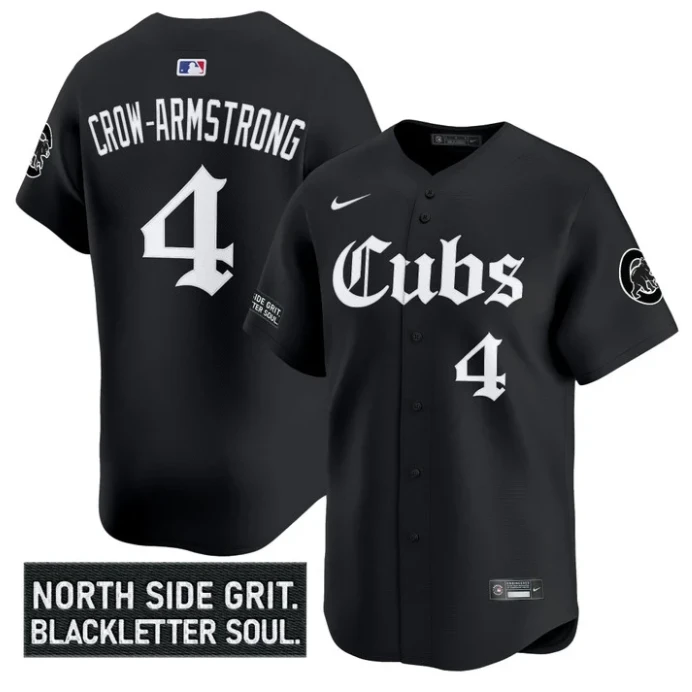 Pete Crow-Armstrong Jersey #4 Chicago Cubs Gothic North Side Edition Vapor Stitched Black by My Store