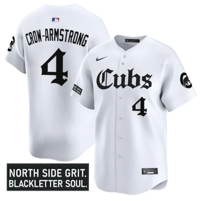 Pete Crow-Armstrong Jersey #4 Chicago Cubs Gothic North Side Edition Vapor Stitched White by My Store