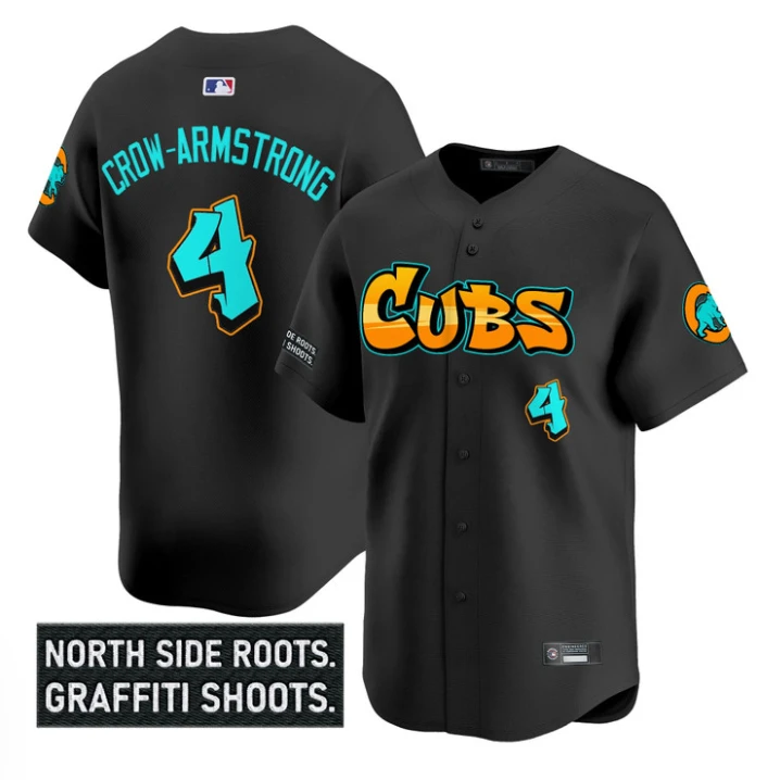 Pete Crow-Armstrong Jersey #4 Chicago Cubs Graffiti North Side Edition Black by My Store