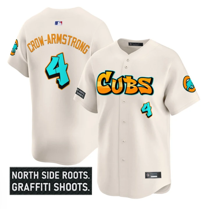 Pete Crow-Armstrong Jersey #4 Chicago Cubs Graffiti North Side Edition Cream by My Store