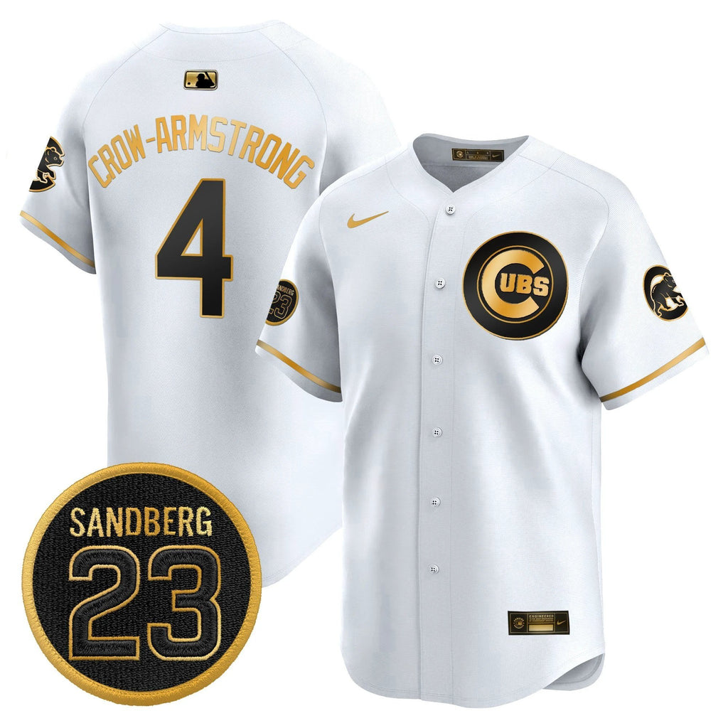 Pete Crow-Armstrong Jersey #4 Chicago Cubs Ryne Sandberg Tribute White Gold by My Store
