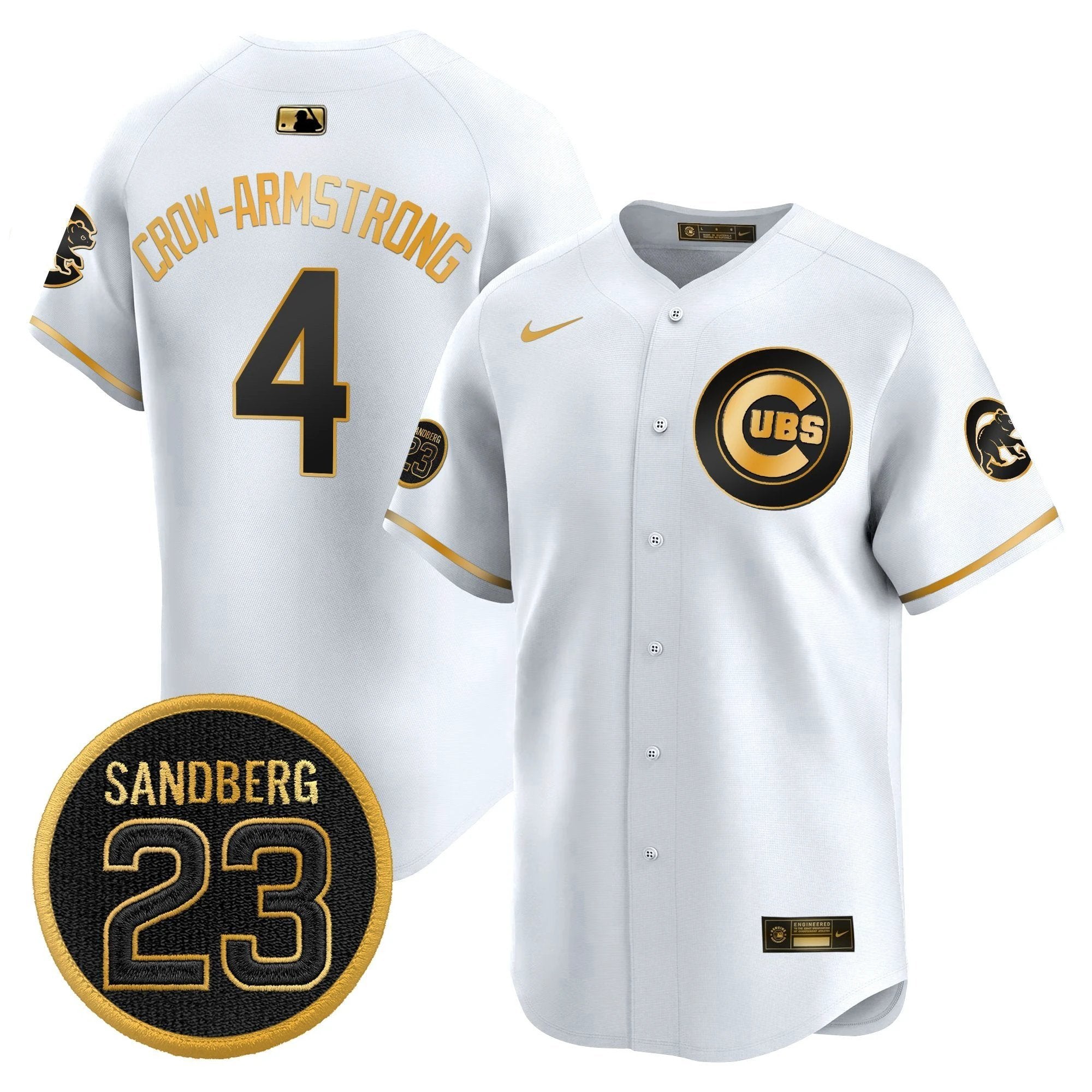 Pete Crow-Armstrong Jersey #4 Chicago Cubs Ryne Sandberg Tribute White Gold by My Store