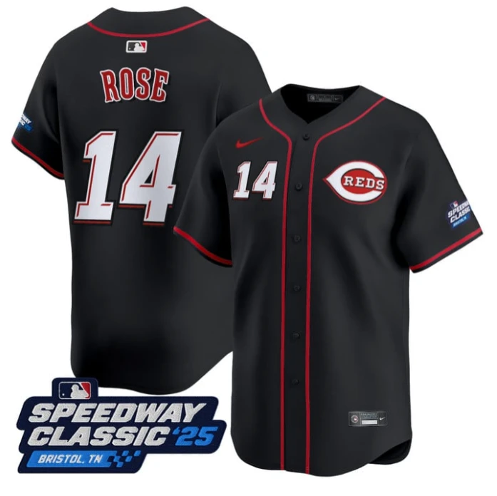 Pete Rose Jersey #14 Cincinnati Reds Speedway Classic Limited Stitched Black by My Store