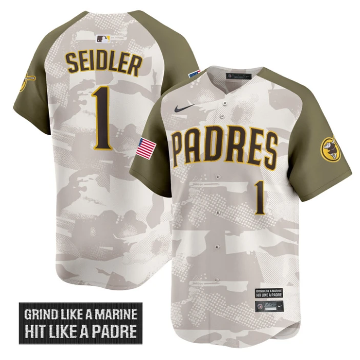 Peter Seidler Jersey #1 San Diego Padres 2025 Armed Forces Day Vapor Stitched Alternate by My Store
