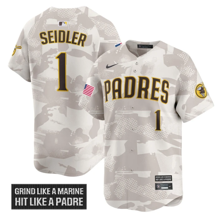 Peter Seidler Jersey #1 San Diego Padres 2025 Armed Forces Day Vapor Stitched Camo by My Store