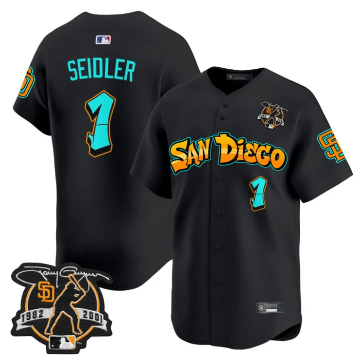 Peter Seidler Jersey #1 San Diego Padres Graffiti Barrio Edition Stitched Black by My Store