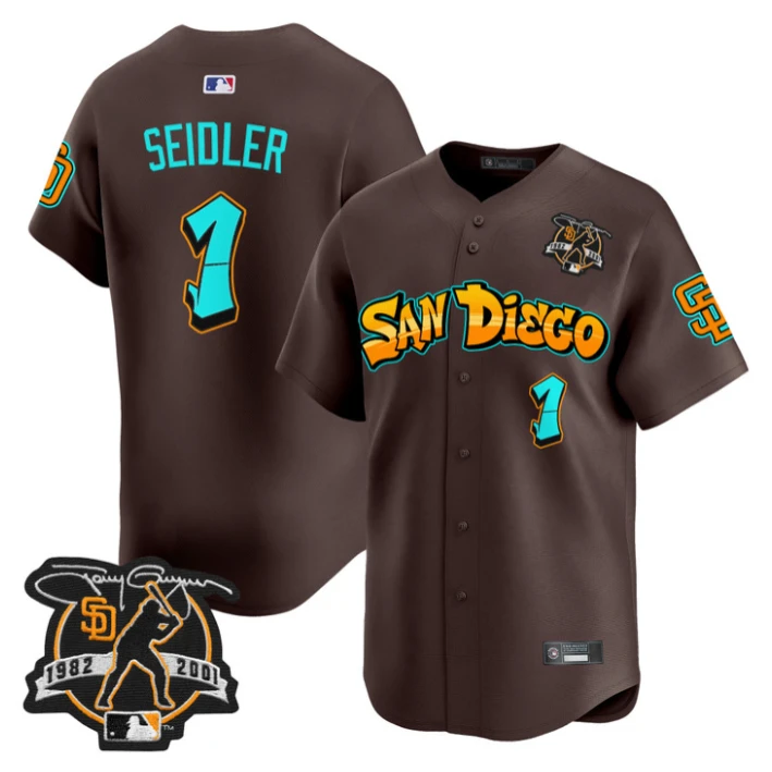 Peter Seidler Jersey #1 San Diego Padres Graffiti Barrio Edition Stitched Brown by My Store