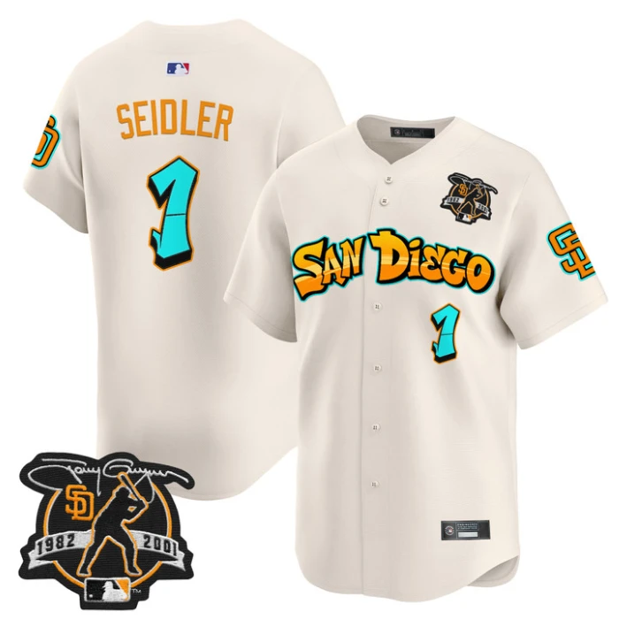 Peter Seidler Jersey #1 San Diego Padres Graffiti Barrio Edition Stitched Cream by My Store
