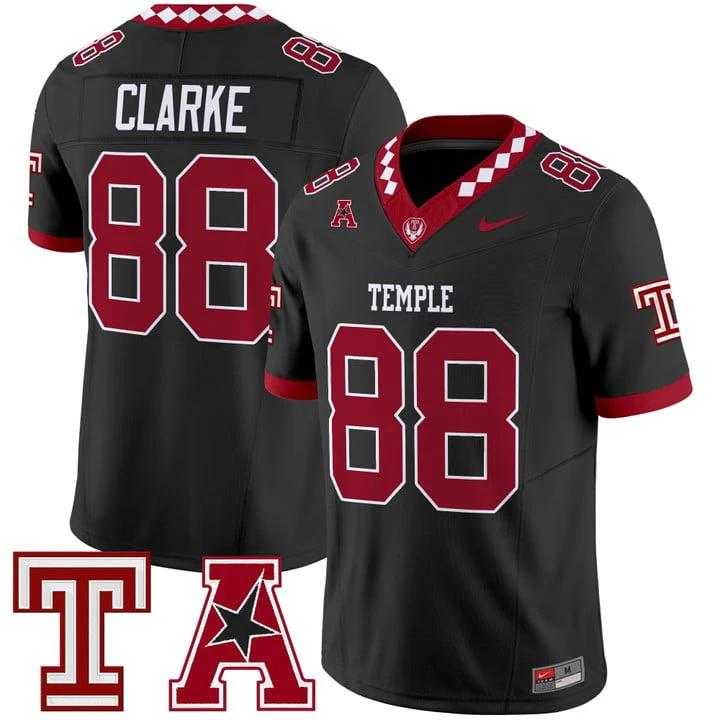 Peter Clarke Jersey #88 Temple Owls 2025 Vapor Limited Stitched by My Store NCAA Football Jerseys