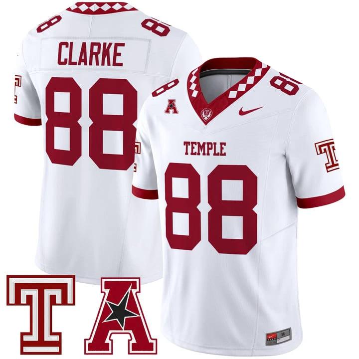 Peter Clarke Jersey #88 Temple Owls 2025 Vapor Limited Stitched by My Store NCAA Football Jerseys