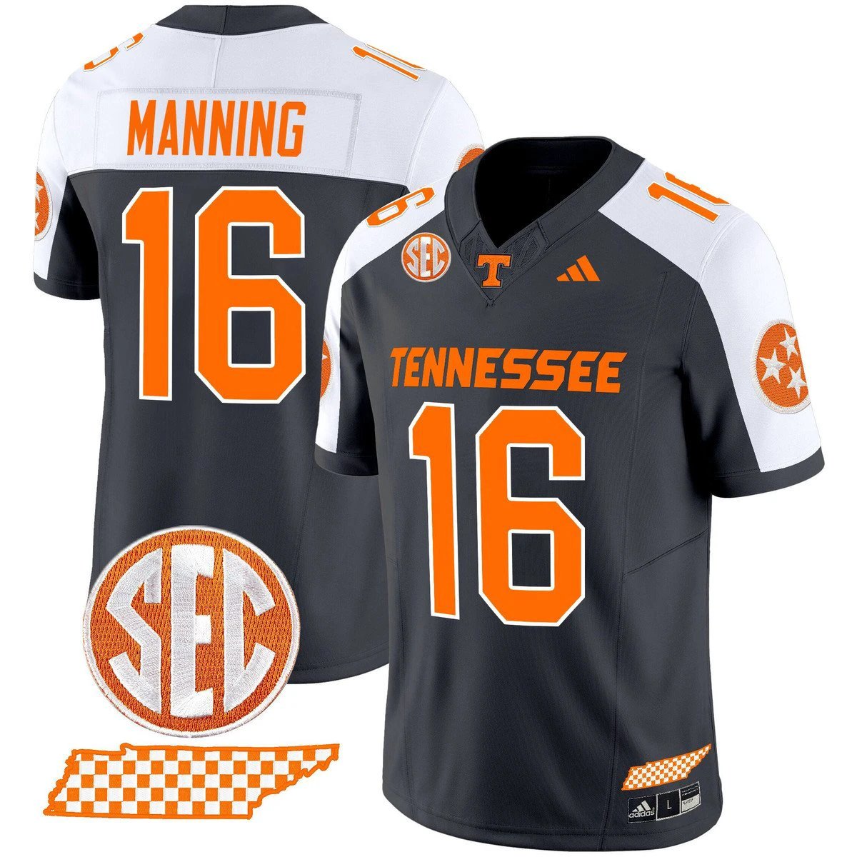 Peyton Manning Jersey #16 Tennessee Vols Rebrand 2026 Checkerboard Grey Alter by My Store NCAA Football Jerseys