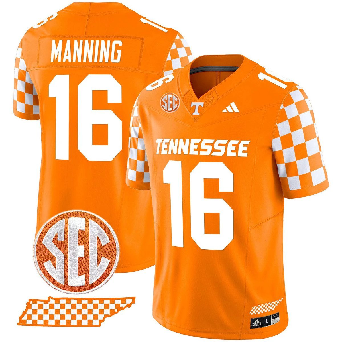 Peyton Manning Jersey #16 Tennessee Vols Rebrand 2026 Checkerboard Orange by My Store NCAA Football Jerseys