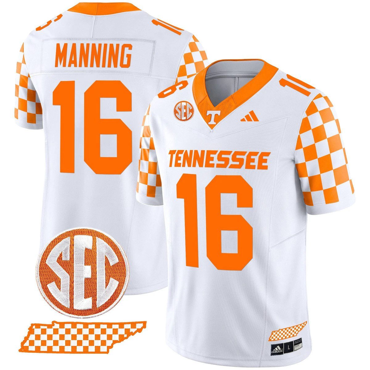 Peyton Manning Jersey #16 Tennessee Vols Rebrand 2026 Checkerboard by My Store NCAA Football Jerseys