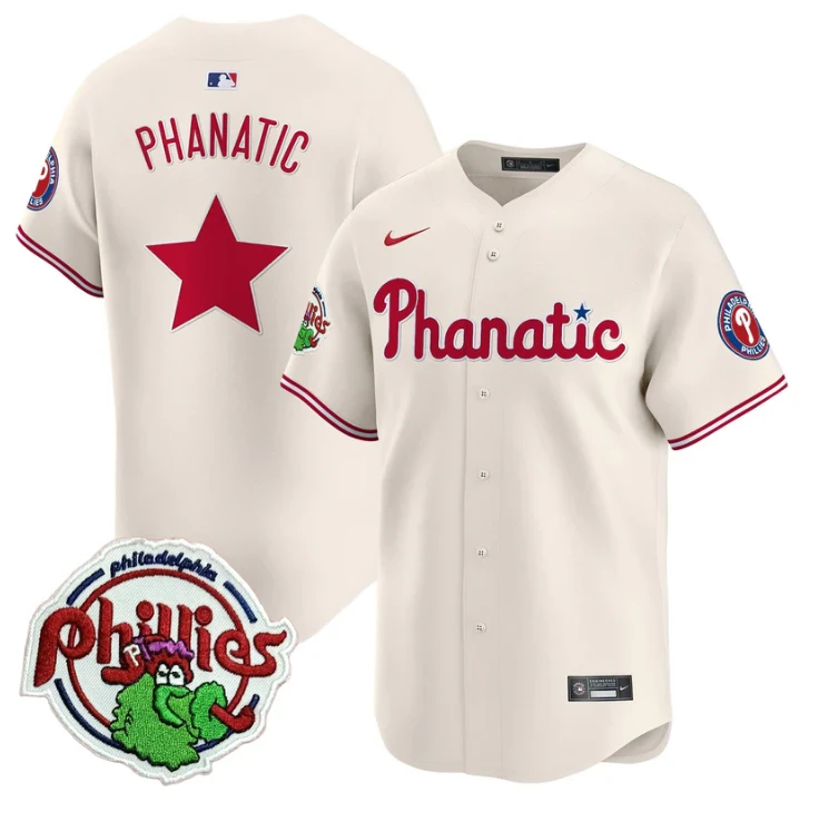 Phanatic Jersey Phillies Phanatic Patch Vapor Premier Limited Stitched Cream by My Store
