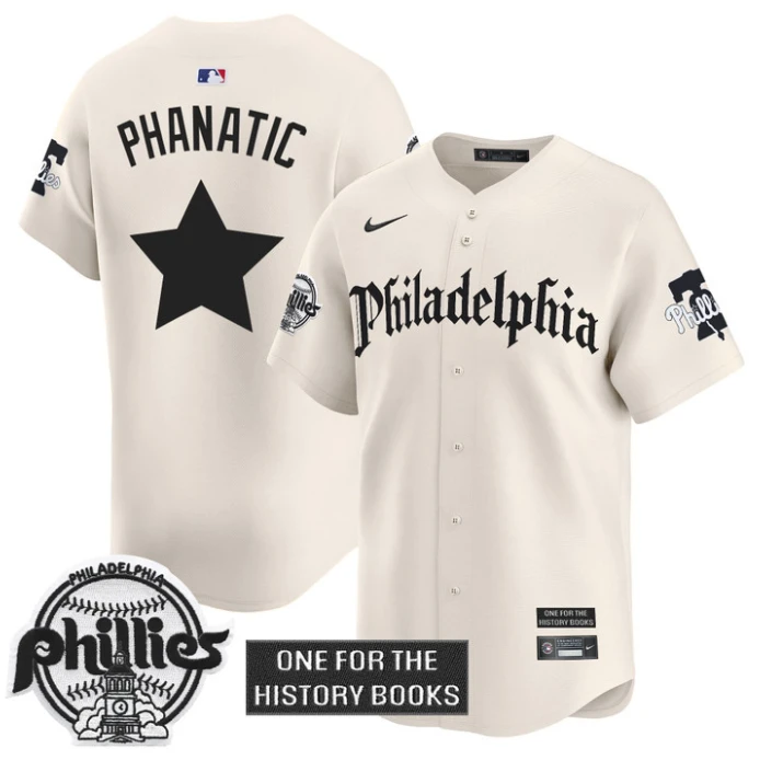 Phanatic Jersey Phillies Retro Newspaper Edition Vapor Premier Limited Stitched Cream by My Store