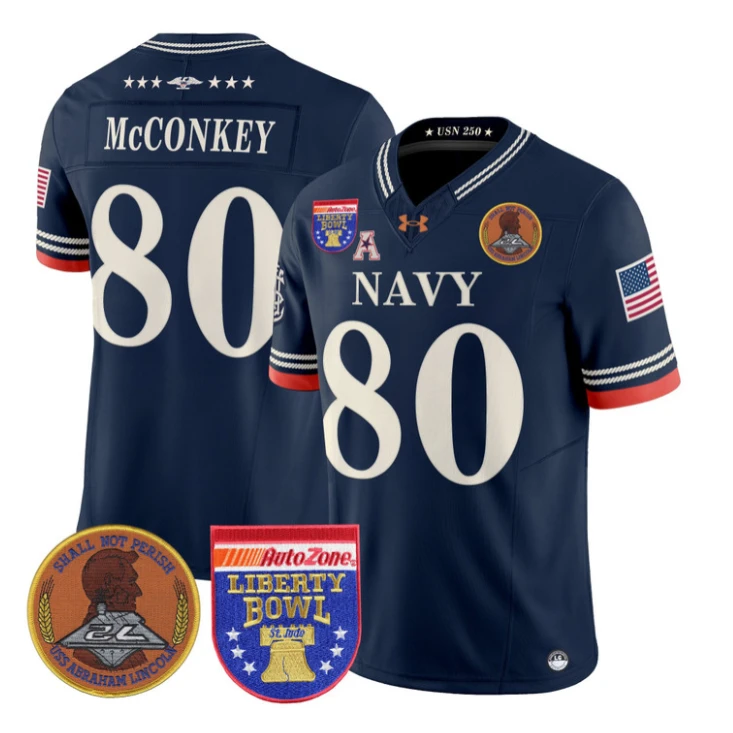 Phil McConkey Jersey #80 Navy Midshipmen 250th 2026 Liberty Bowl Stitched Navy by My Store NCAA Football Jerseys