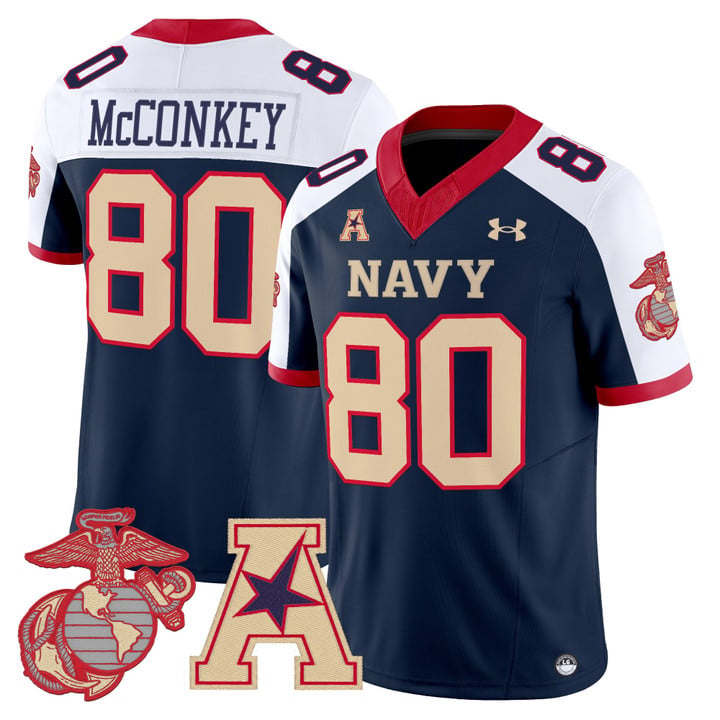 Phil McConkey Jersey #80 Navy Midshipmen Vapor USMC Premier Stitched by My Store NCAA Football Jerseys