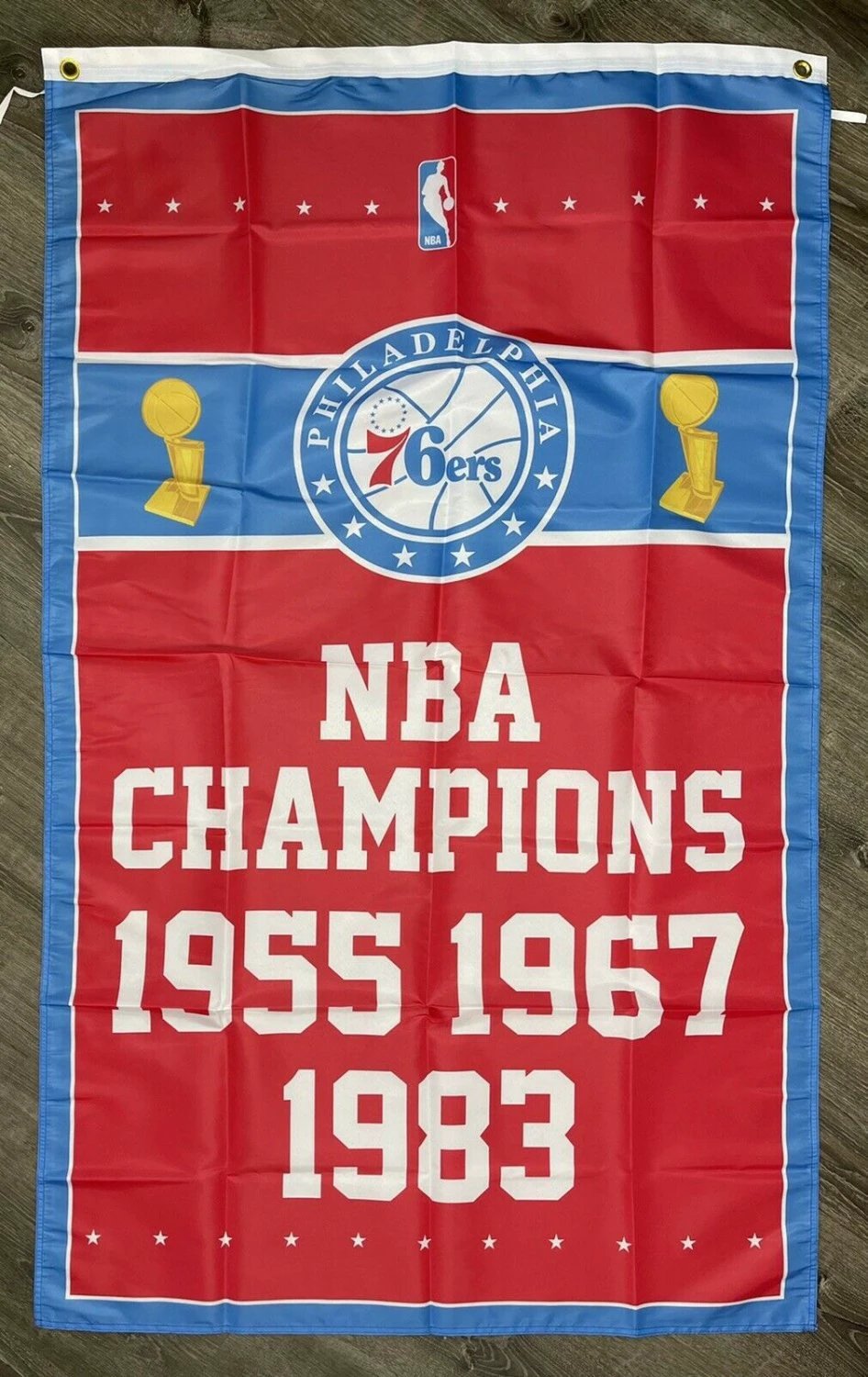 Philadelphia 76ers Championship Flag 3x5 ft Vertical Sports Banner Man-Cave by flagsjustdoit
