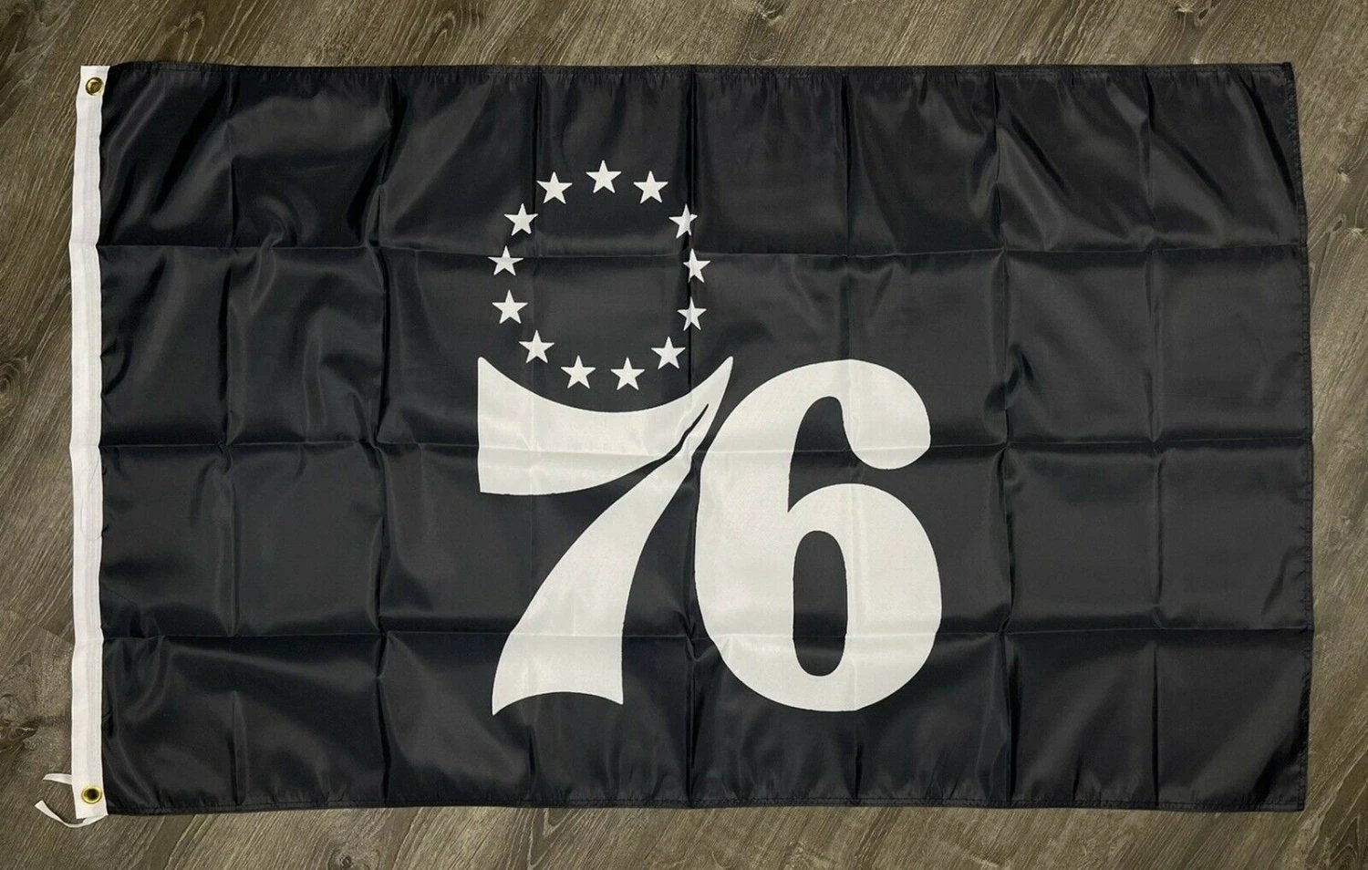 Philadelphia 76ers Logo Flag 3x5 ft Sports Black Banner Man-Cave Garage by flagsjustdoit