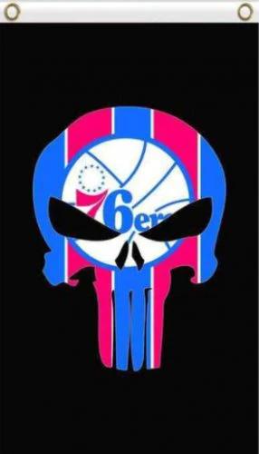 Philadelphia 76ers Skull Vertical Flag 3X5Ft Polyester Banner USA Digital Print by flagsjustdoit
