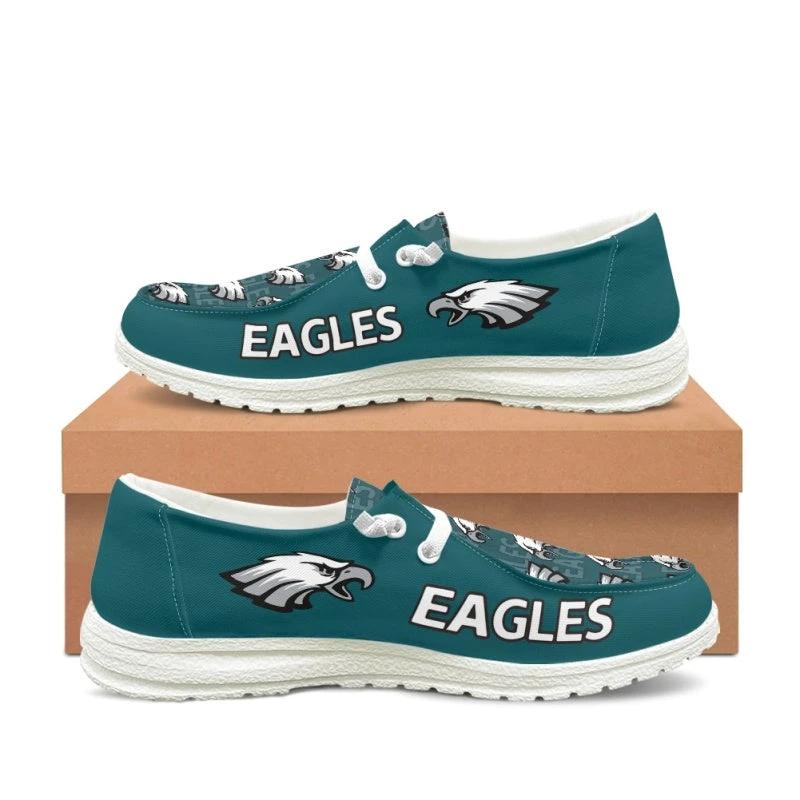 Philadelphia Eagles Green Team Name Logo Canvas Sneaker Shoes For Men Women Fans by Crocs