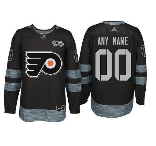 Philadelphia Flyers Black 1917-2017 100th Anniversary Stitched NHL Custom Jersey by Hockey David