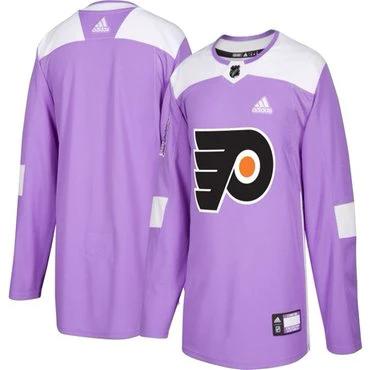 Philadelphia Flyers Purple Pink Custom Hockey Fights Cancer Practice Jersey by Hockey David