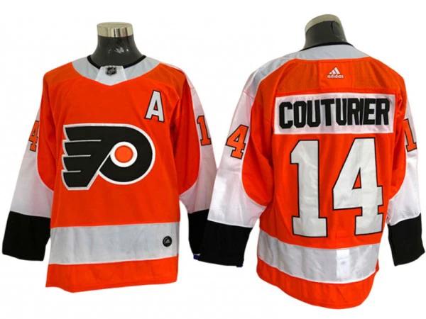 Philadelphia Flyers #14 Sean Couturier Orange Home Jersey by Hockey David