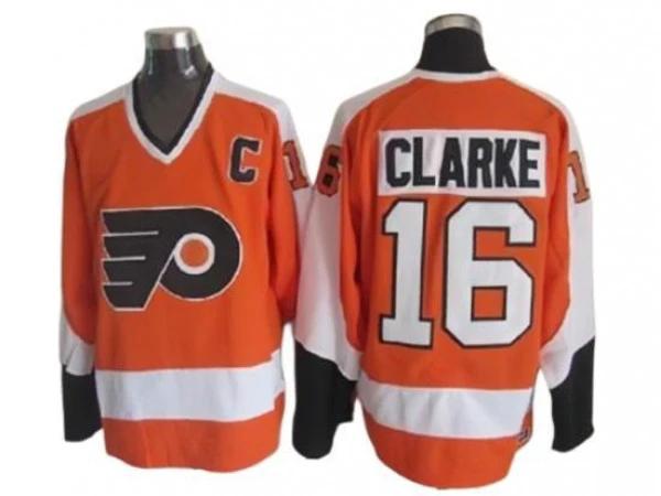 Philadelphia Flyers #16 Bobby Clarke Orange Vintage CCM Jersey by Hockey David