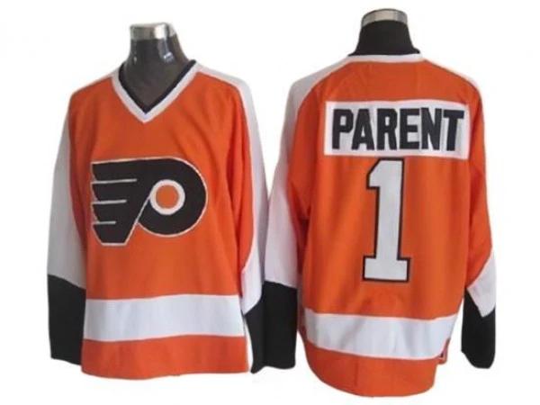 Philadelphia Flyers #1 Bernie Parent Vintage CCM Jersey - Orange by Hockey David