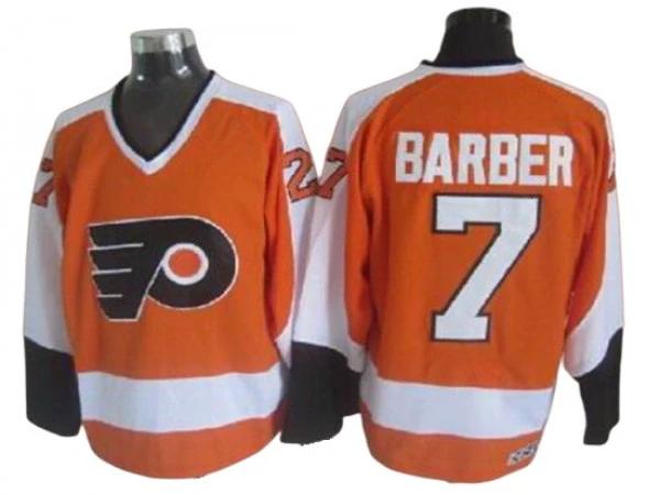 Philadelphia Flyers #7 Bill Barber Orange Vintage CCM Jersey by Hockey David