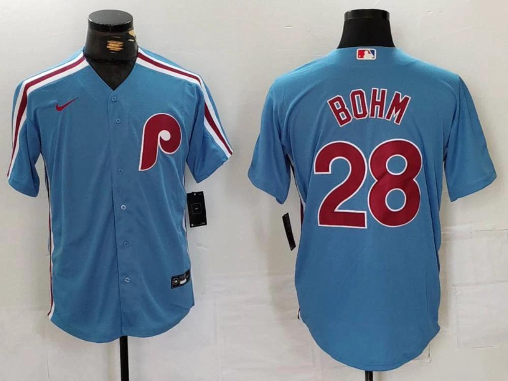 Philadelphia Phillies Alec Bohm Light Blue Throwback Jersey by My Store