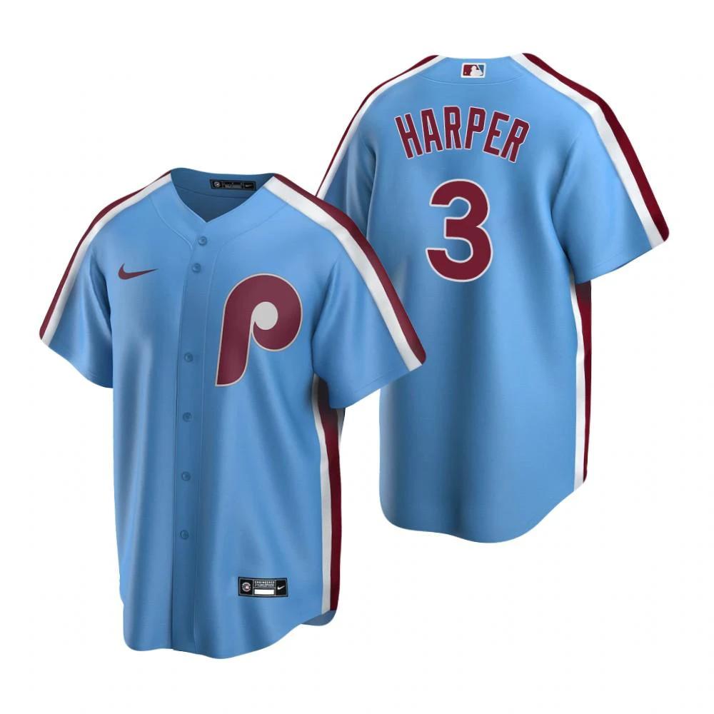 Philadelphia Phillies Bryce Harper Light Blue Cooperstown Jersey by My Store