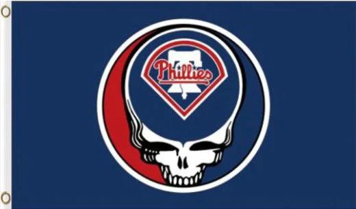 Philadelphia Phillies Dead Skull flag 3X5Ft Banner USA Polyester with Brass Grommets by flagsjustdoit