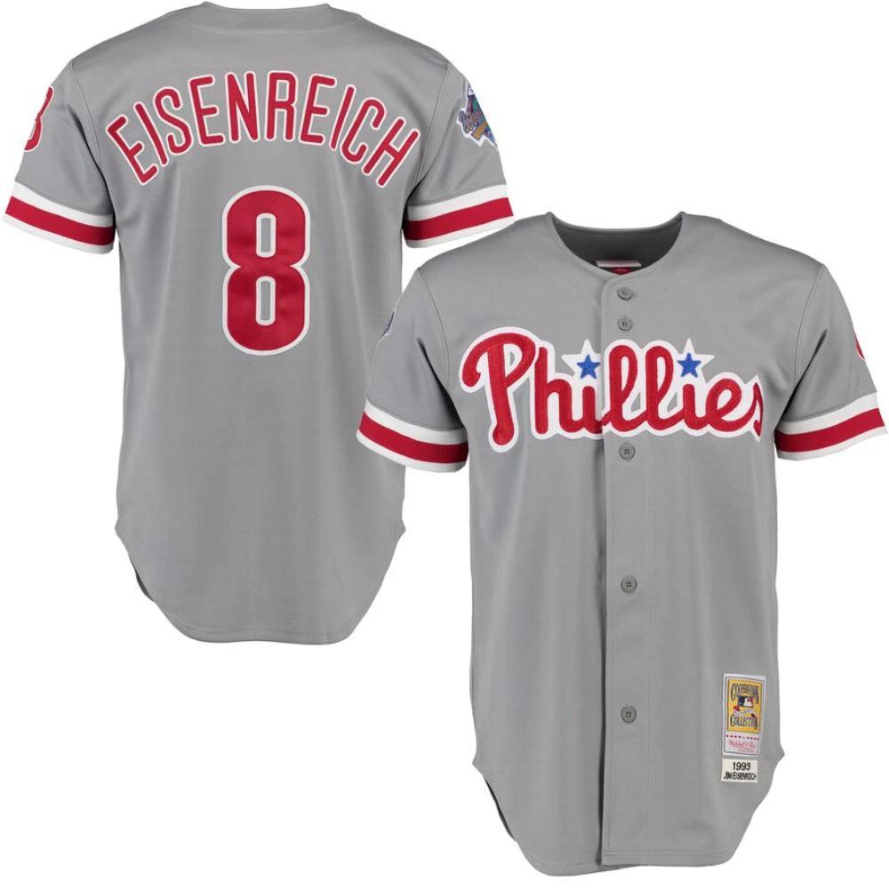 Philadelphia Phillies Jim Eisenreich Gray 1993 Throwback Jersey by My Store