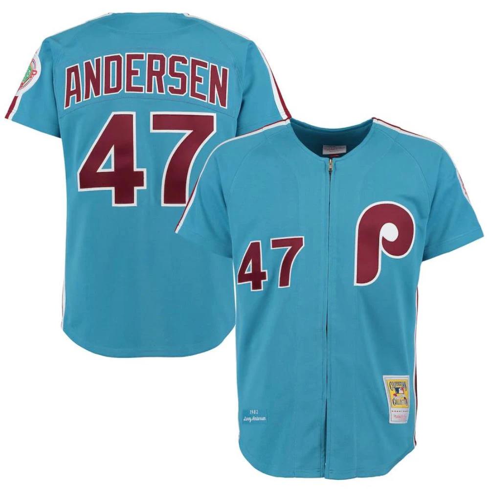 Philadelphia Phillies Larry Andersen Blue 1984 Throwback Jersey by My Store