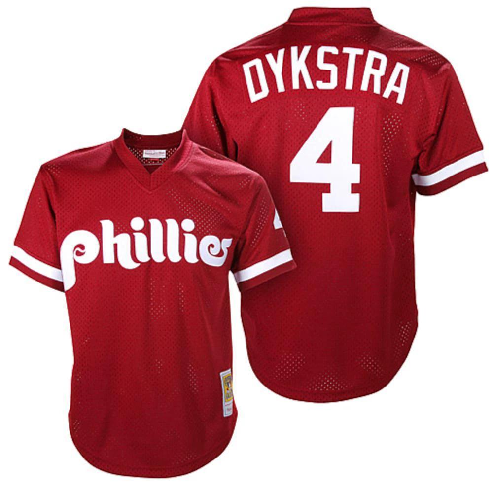 Philadelphia Phillies Lenny Dykstra Red 1991 Throwback Mesh Pullover Jersey by My Store