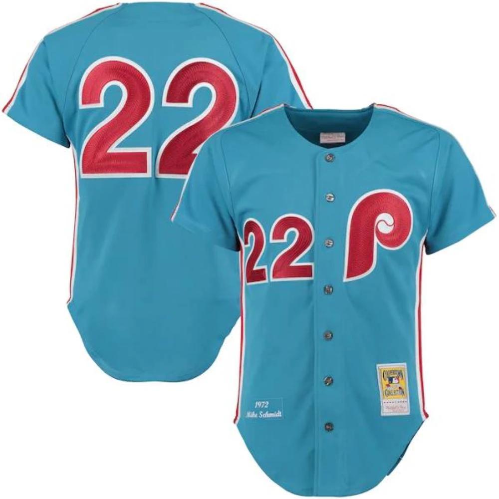 Philadelphia Phillies Mike Schmidt Blue 1972 Throwback Jersey by My Store