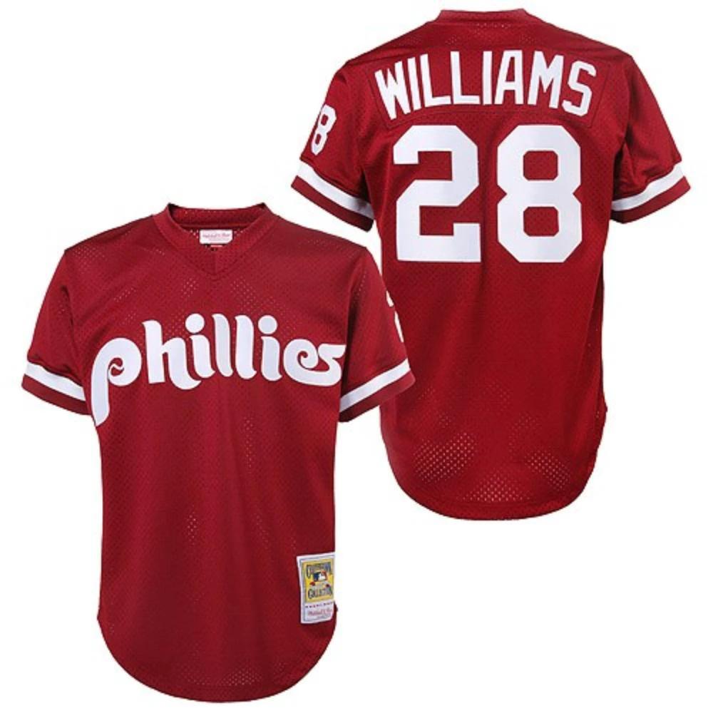 Philadelphia Phillies Mitch Williams Red Throwback Mesh Pullover Jersey by My Store