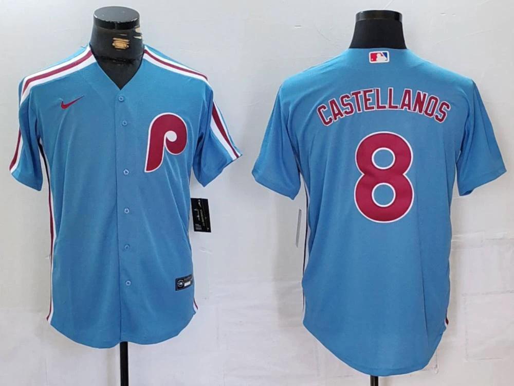 Philadelphia Phillies Nick Castellanos Light Blue Throwback Replica Jersey by My Store