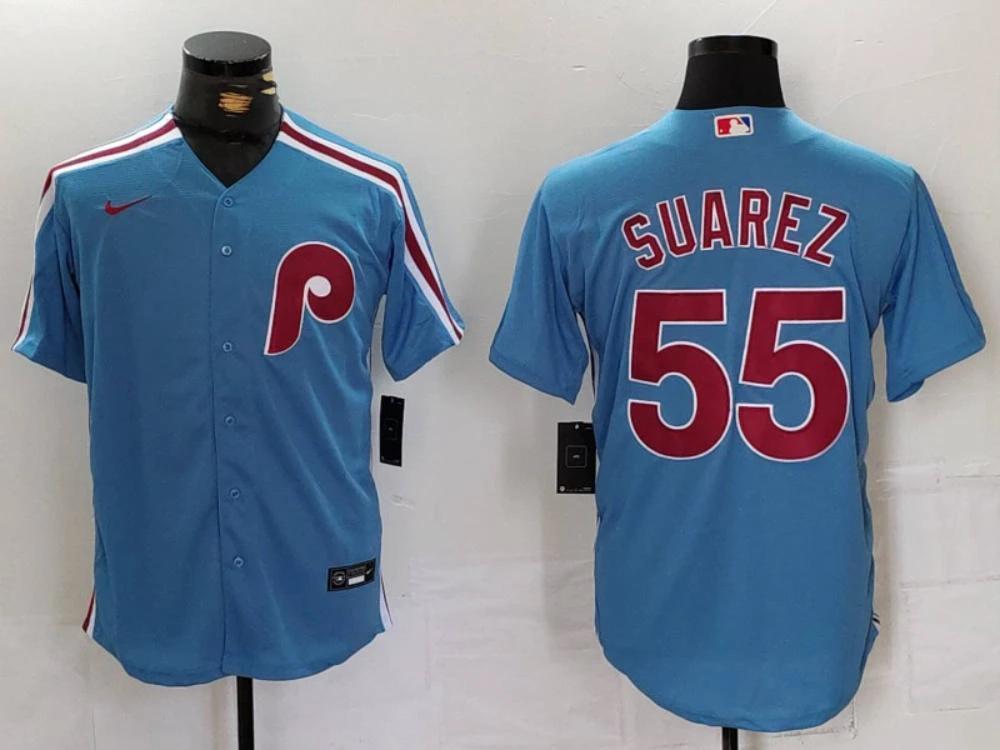 Philadelphia Phillies Ranger Suarez Light Blue Throwback Replica Jersey by My Store