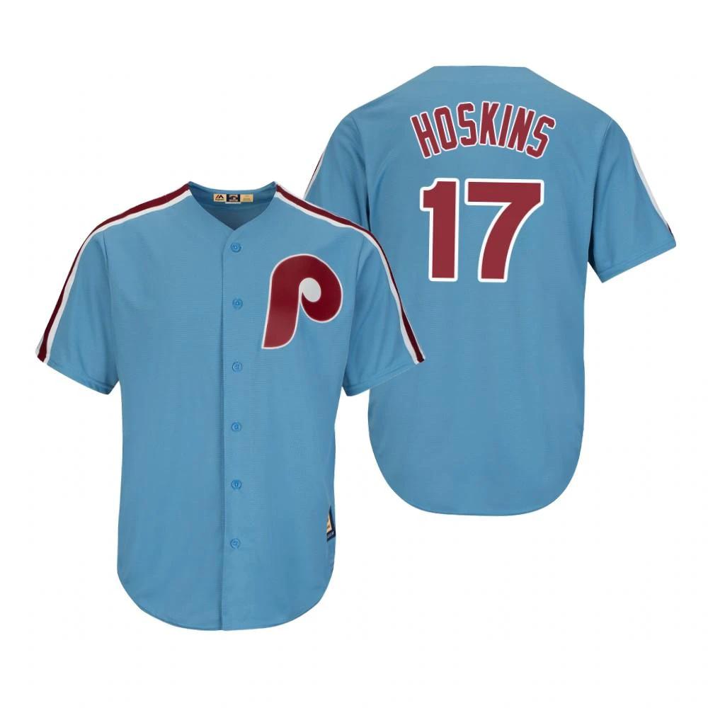 Philadelphia Phillies Rhys Hoskins Blue Throwback Jersey by My Store